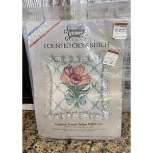 Candamar Something Special Cross Stitch Kit Country French Tulips Pillow 12 X 12